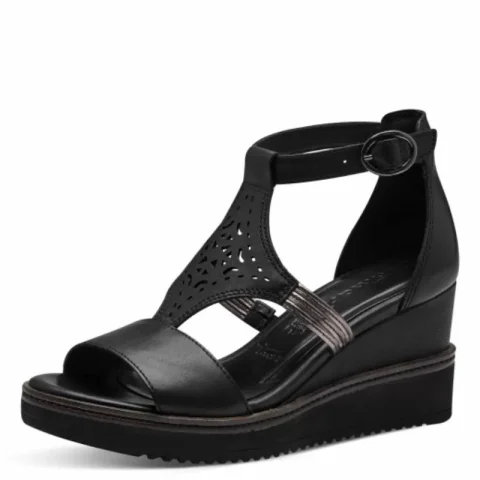 Дамски Сандали На Платформа TAMARIS – 1-28214-42-001 BLACK — снимка 3