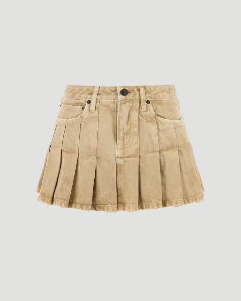 Denim Mini Skirt in Beige