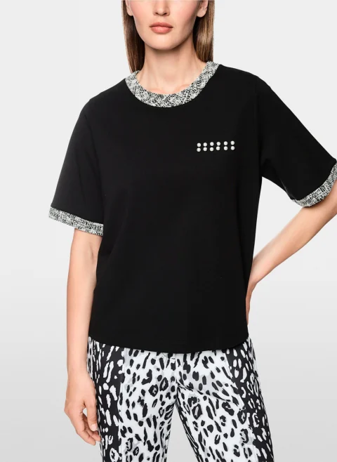 Тишърт с детайли от букле Marc Cain Sports