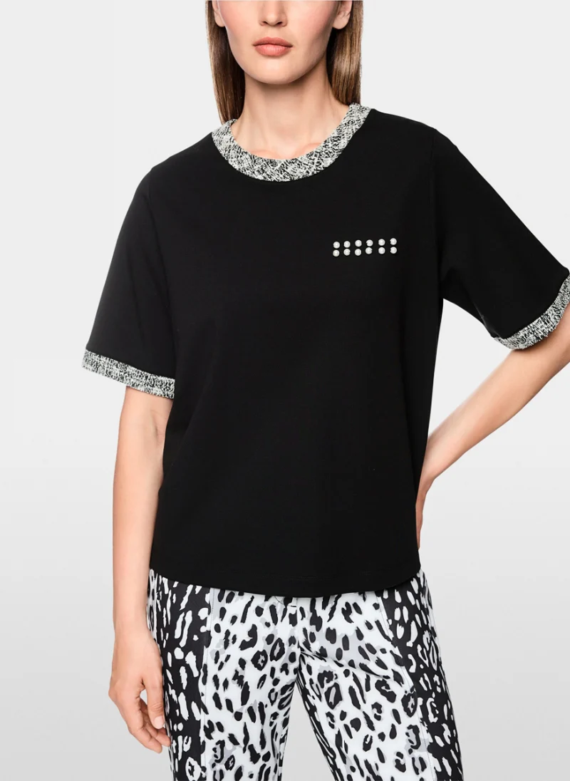 Тишърт с детайли от букле Marc Cain Sports