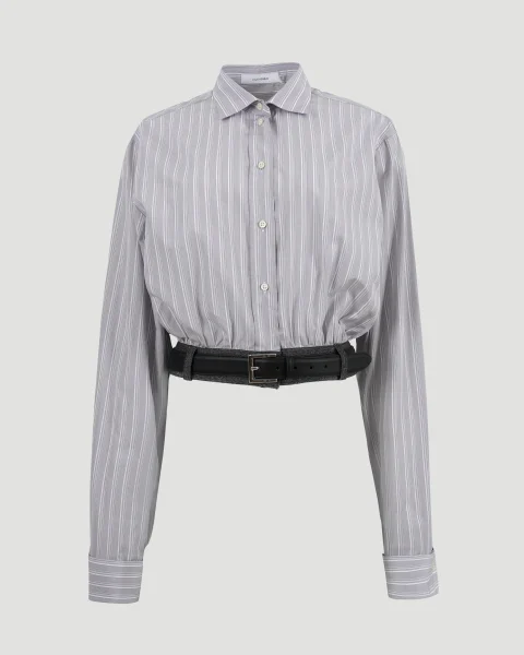 Cropped Shirt with Belt