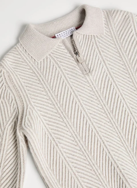 Пуловер от кашмир 'Vanisé chevron' Brunello Cucinelli Kids 8-10 — снимка 3