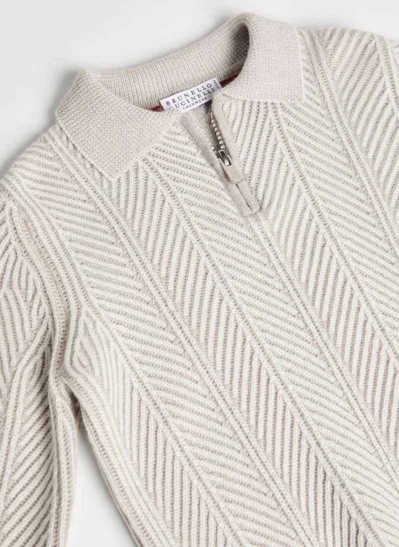 Пуловер от кашмир 'Vanisé chevron' Brunello Cucinelli Kids 8-10 — снимка 3