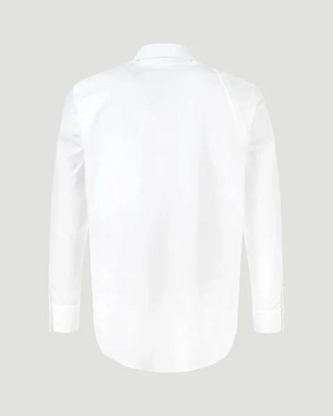 Harness Shirt in White Stretch Cotton Poplin — снимка 2