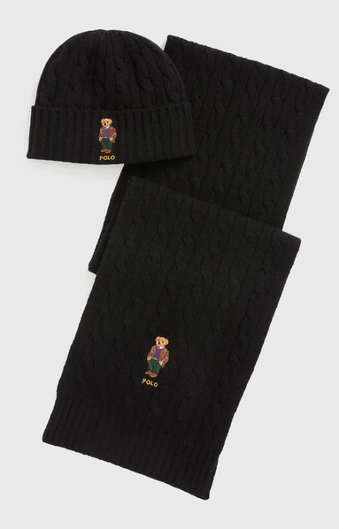 Комплект от шал и шапка с Polo Bear бродерии