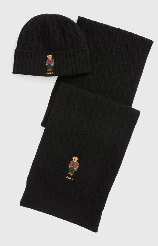 Комплект от шал и шапка с Polo Bear бродерии