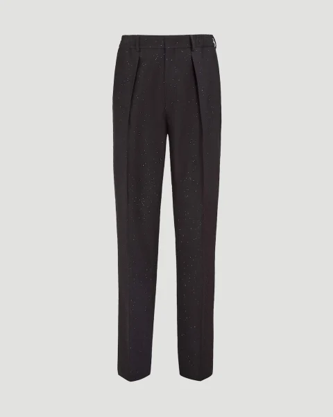 Black Wool and Sequin Trousers