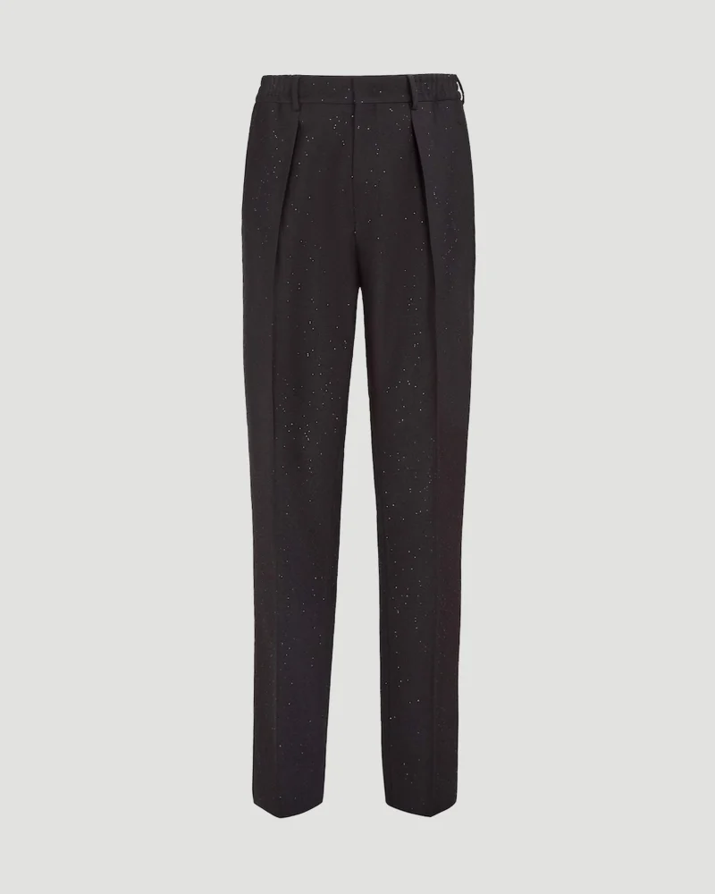 Black Wool and Sequin Trousers