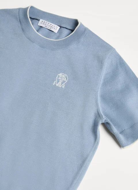 Пуловер с контрастни детайли Brunello Cucinelli Kids 8-10 — снимка 3