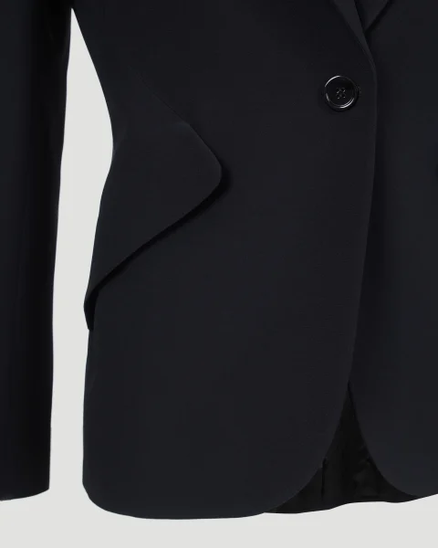 Leaf Crepe Jacket in Black — снимка 3
