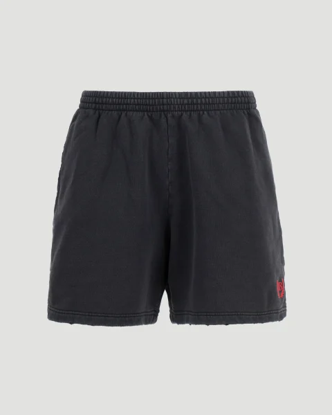 Cotton Shorts in Faded Black