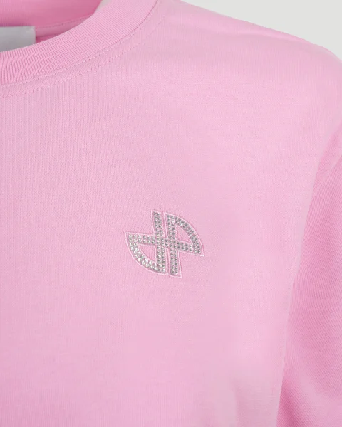 Embellished Cropped T-Shirt in Pink — снимка 3