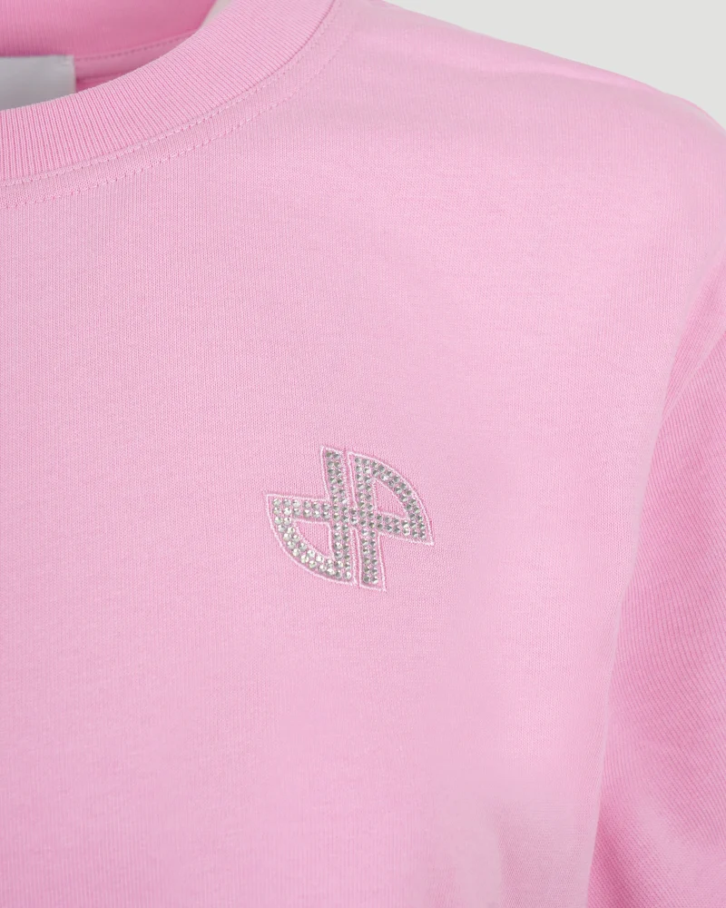 Embellished Cropped T-Shirt in Pink — снимка 3