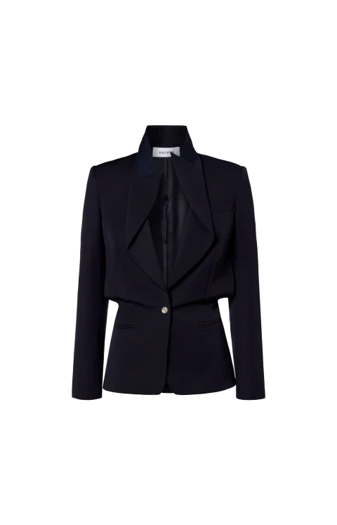 Folded Lapel Single-Breasted Jacket