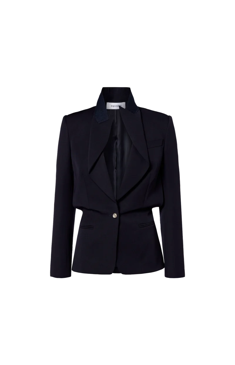 Folded Lapel Single-Breasted Jacket
