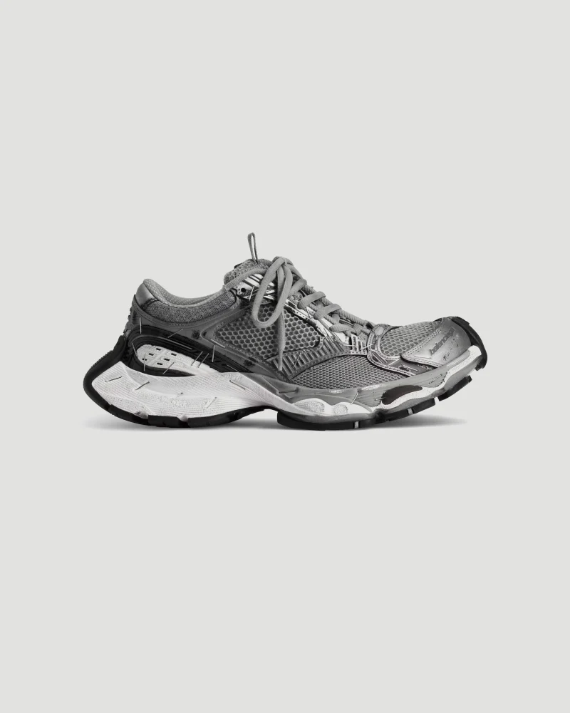 Men's Stapler Sneakers in Grey and Silver