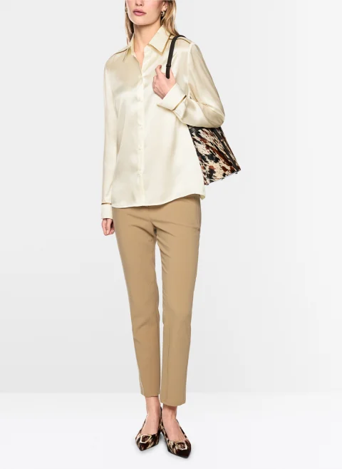 Копринена риза с контрастни кантове Marc Cain Collections — снимка 5