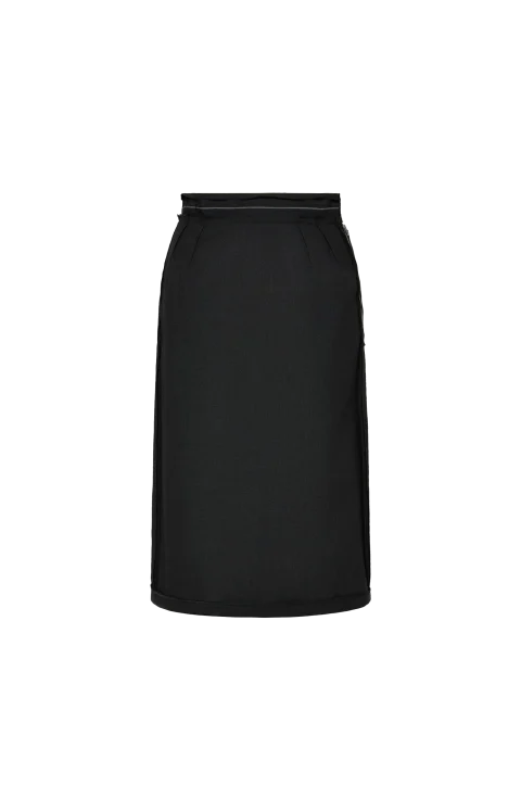 Wool Midi Skirt in Black