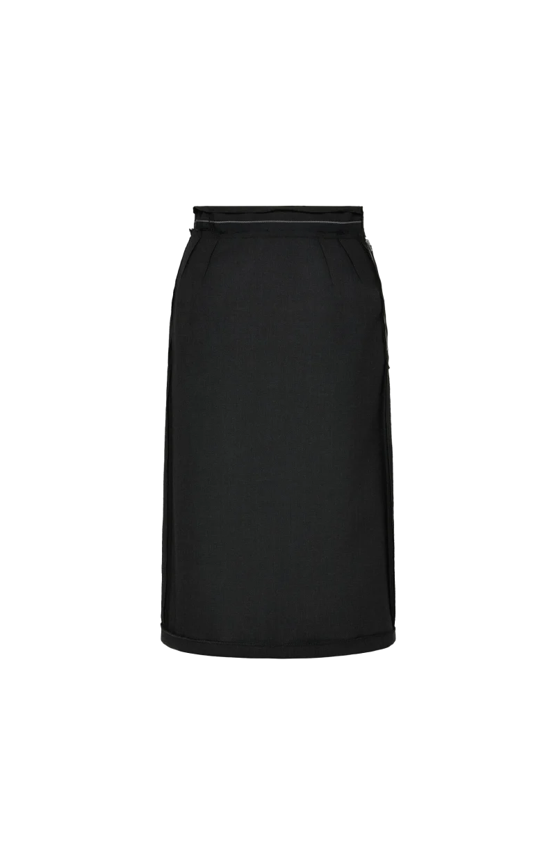 Wool Midi Skirt in Black
