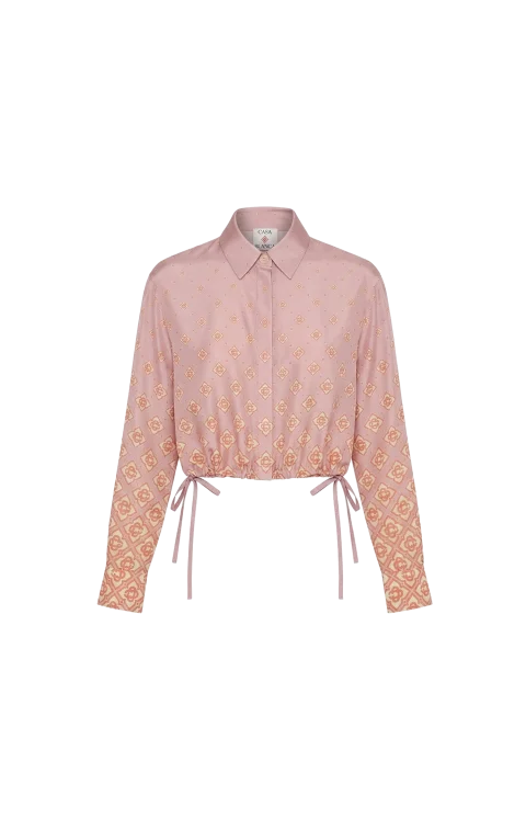 Degrade Monogram Long Sleeve Silk Shirt