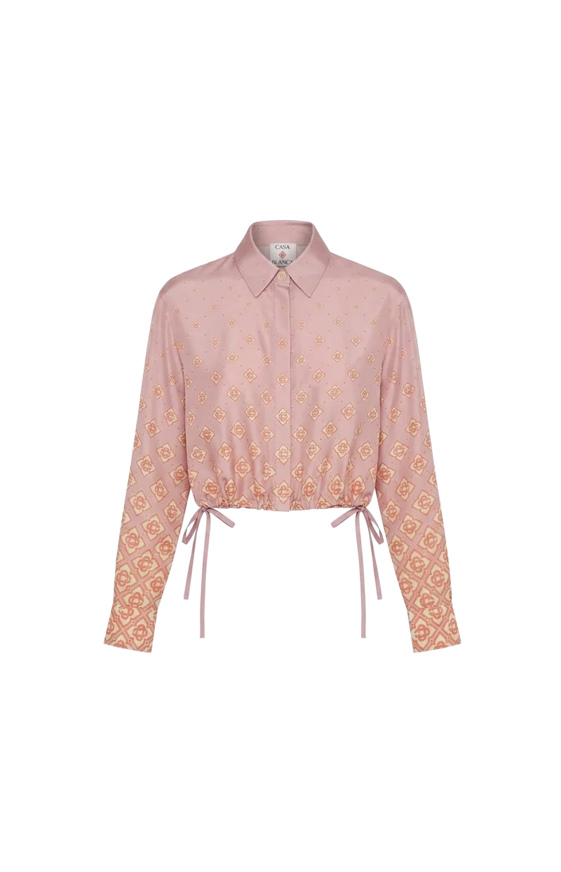 Degrade Monogram Long Sleeve Silk Shirt