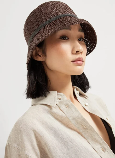 Шапка с монили 'Raffia look' Brunello Cucinelli — снимка 3