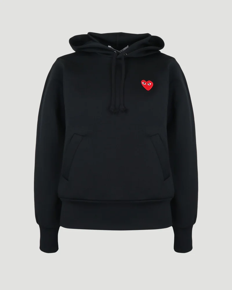 Heart-Patch Hoodie in Black