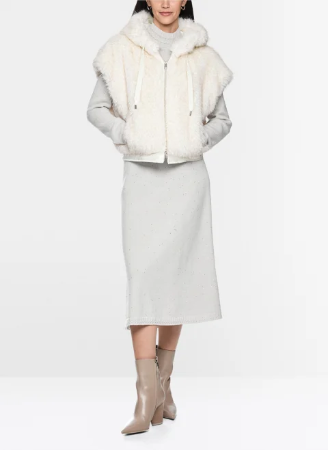 Елек от еко кожа с косъм Marc Cain Additions — снимка 4