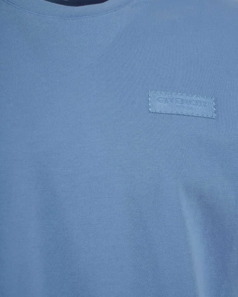 T-Shirt in Blue Cotton with Givenchy Paris Gros Grain — снимка 2