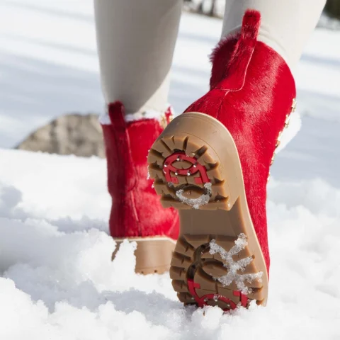 Дамски червени боти с косъм Brenda New Italia Shoes — снимка 8