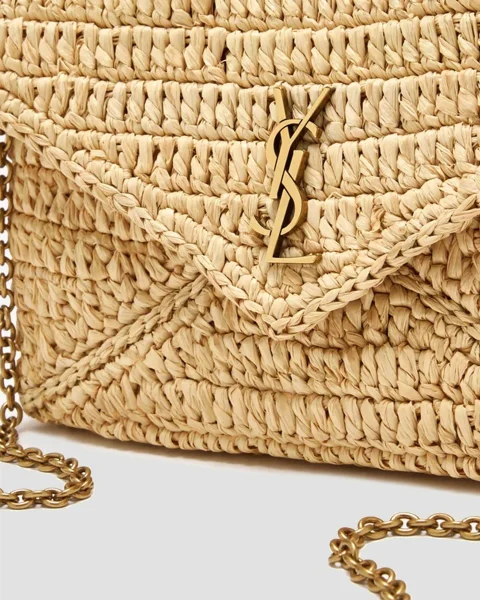 Cassandre Chain Pouch in Raffia — снимка 4