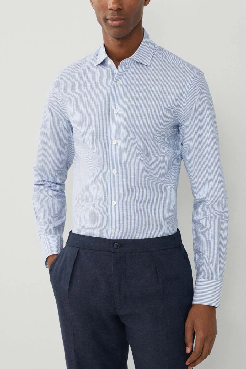 Риза Drop 3 Lin Stripe Eng Stripe HM309837 5ar blue/white — снимка 2