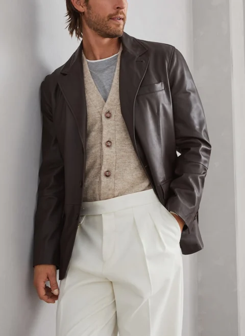 Кожено яке 'Blazer style' Brunello Cucinelli — снимка 2