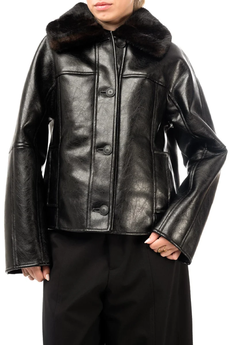 Яке Clisia Faux Leather CLS0001-00068M 00 black — снимка 2
