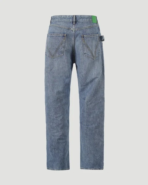 Straight Leg Jeans in Washed Blue Denim — снимка 2