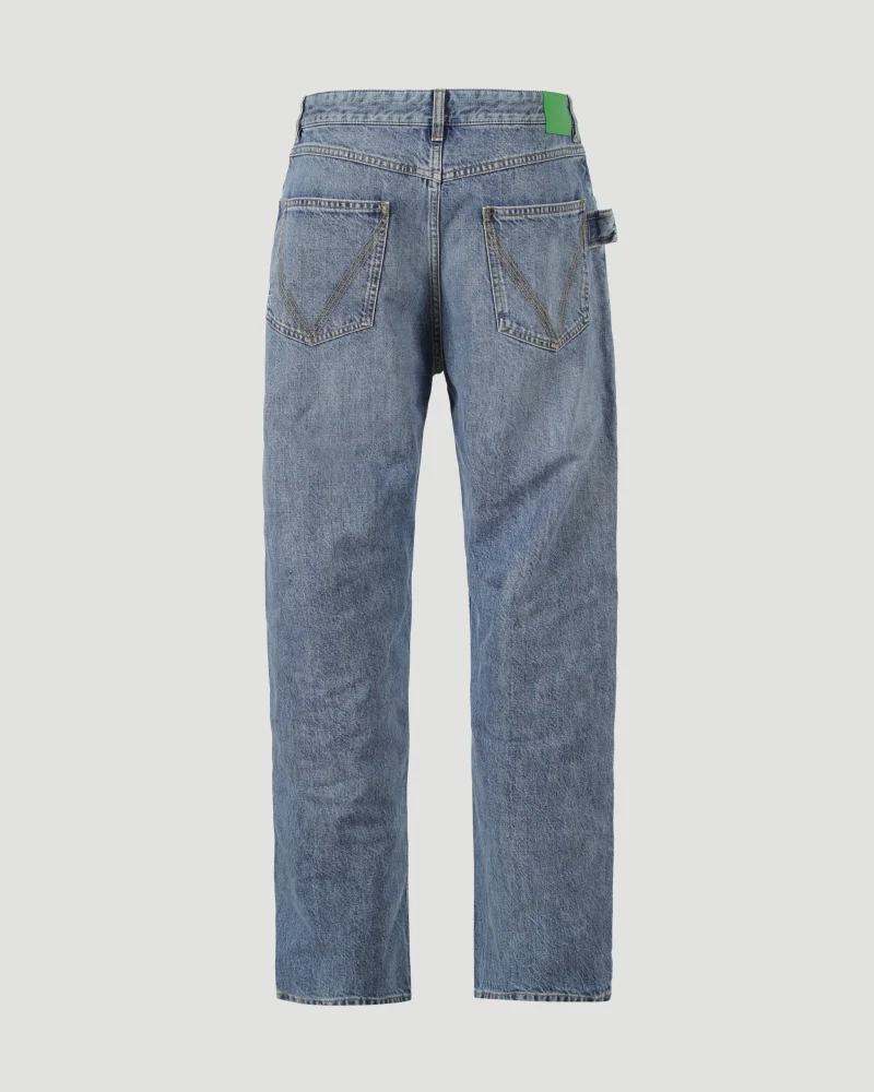 Straight Leg Jeans in Washed Blue Denim — снимка 2