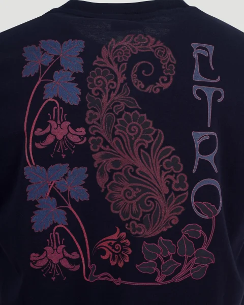 Cotton T-Shirt in Navy — снимка 4
