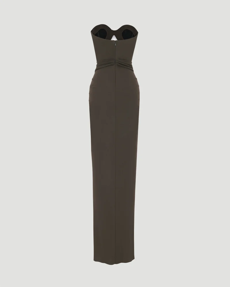 Cut-Out Bustier Dress in Brown — снимка 2