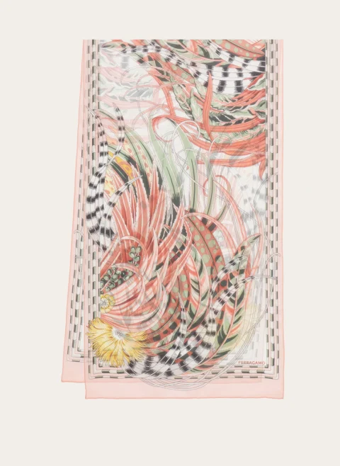 Копринен шал с принт Ferragamo