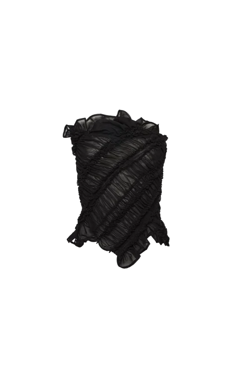 Ruched Bandeau Top in Black