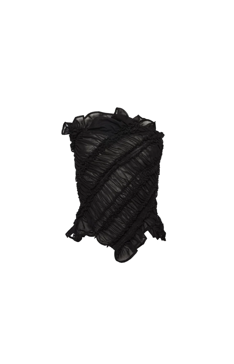 Ruched Bandeau Top in Black