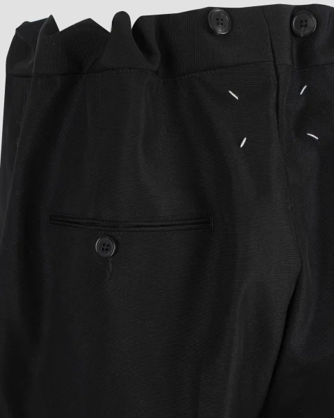 Women's Waist Tie Trousers in Black — снимка 3