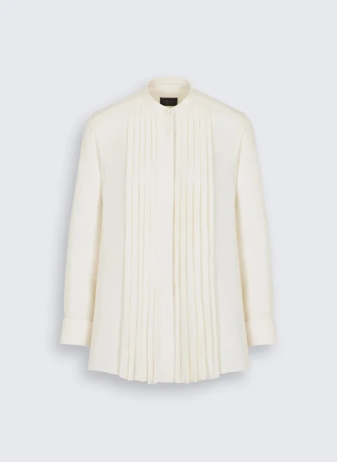Копринена риза с плисиран мотив Brioni — снимка 4