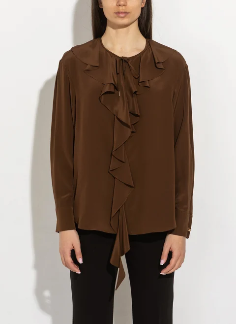 Блуза от копринен креп Max Mara Studio Mstepica — снимка 4
