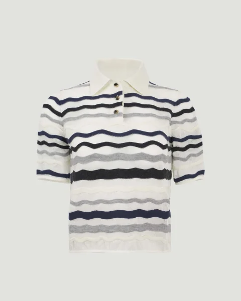 Wavy-Knit Cotton-Blend Polo