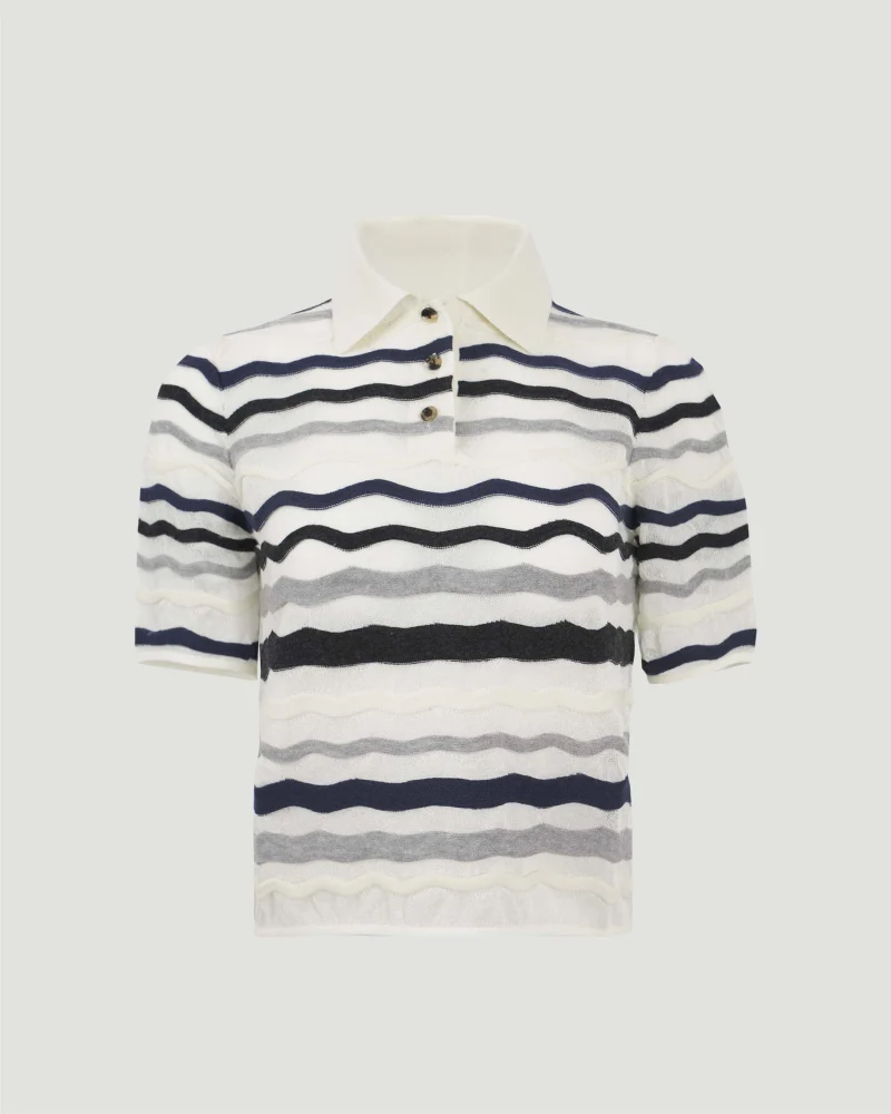 Wavy-Knit Cotton-Blend Polo