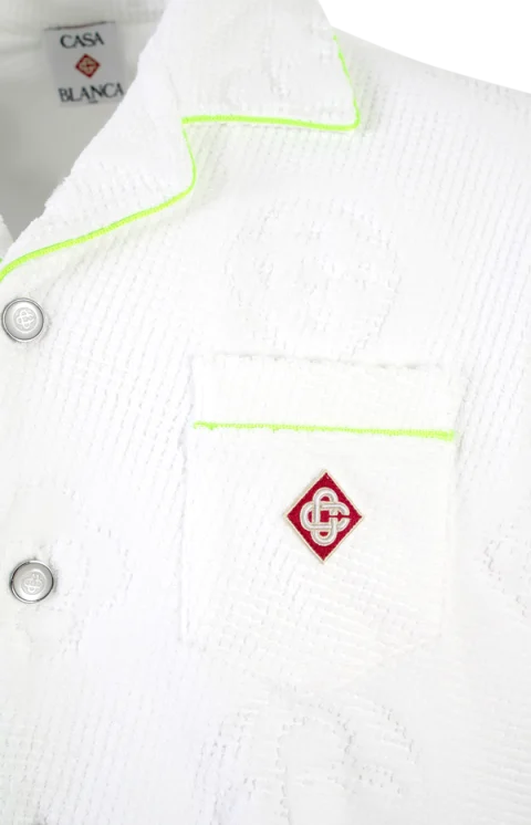 White Towelling Monogram Short Sleeve Shirt — снимка 2