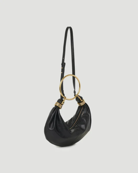 Small Bracelet Hobo Bag in Grained Leather — снимка 2