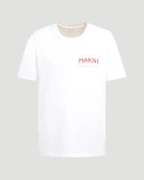 White Organic Cotton T-Shirt with Embroidered Label