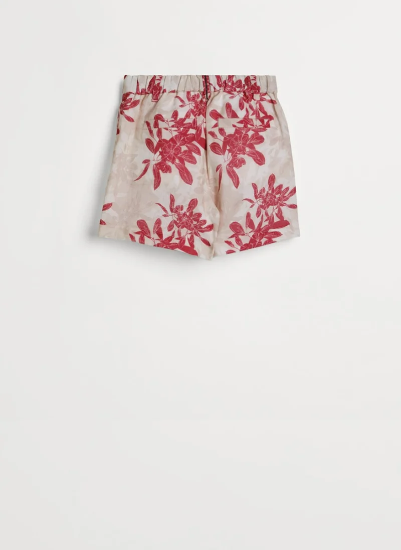 Къси панталони от лен с флорален принт Brunello Cucinelli Kids 12 — снимка 5